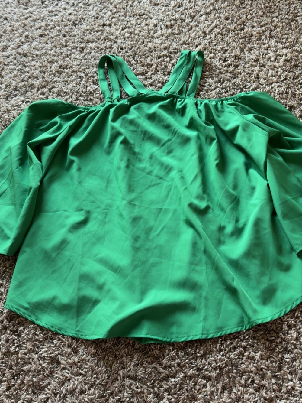 Green Off-Shoulder Strappy Top